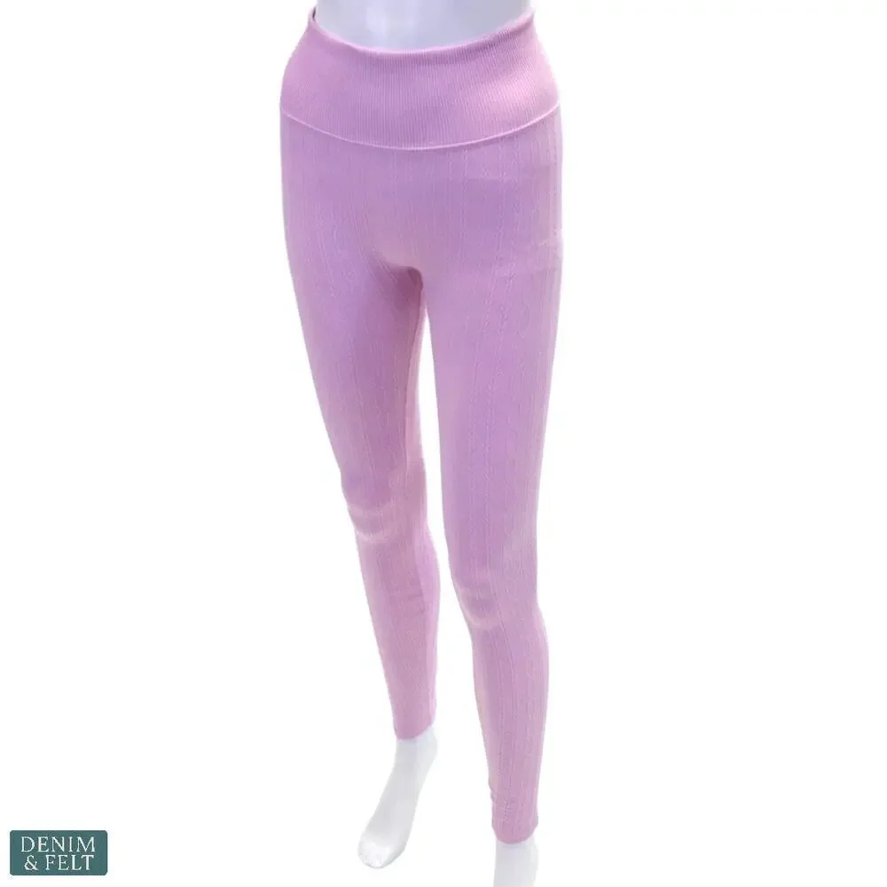 Alo Yoga‎ Seamless Cable Knit Bra & High-Waist Legging Set Sugarplum Pink Small